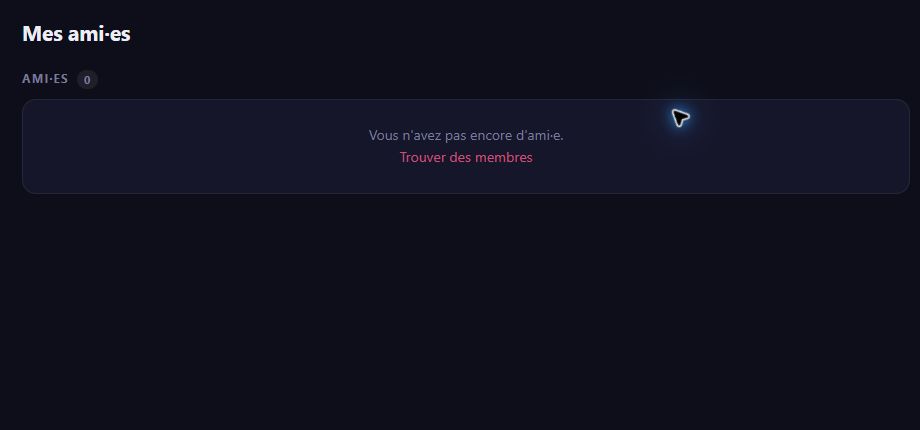 Page Mes ami·es avec le lien pour trouver des membres