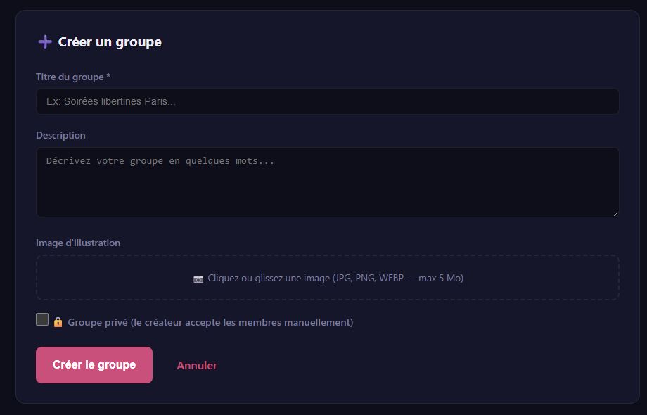Formulaire de création d’un groupe